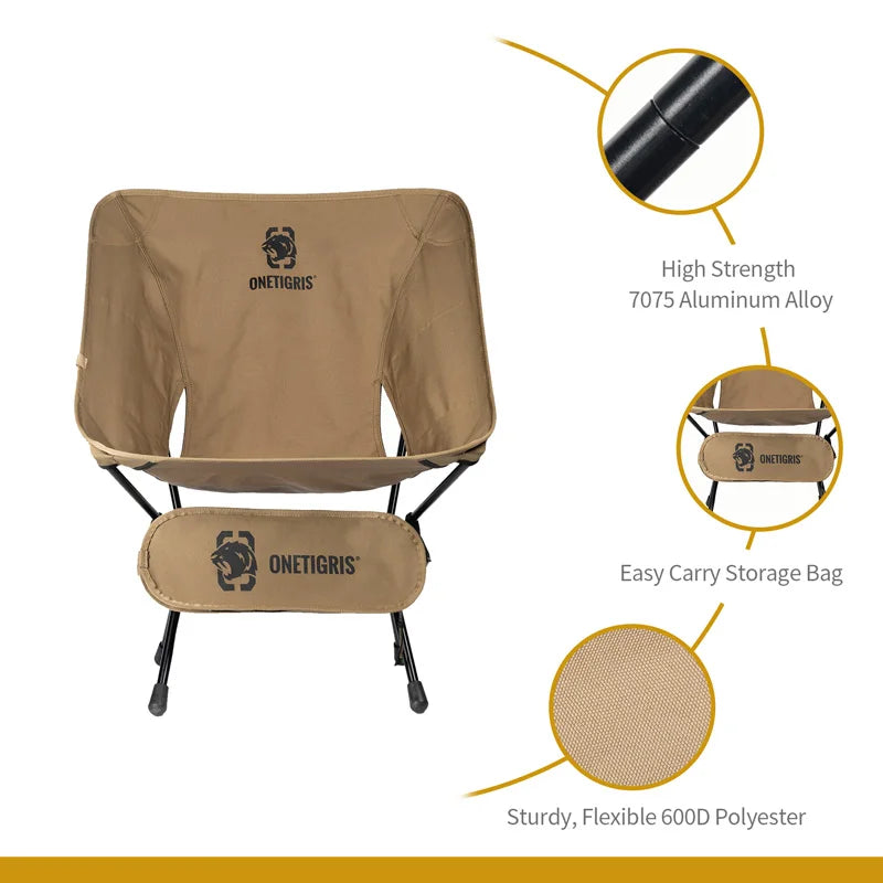 OneTigris Portable Camping Chair Multicam Foldable Outdoor Chair for Camping Trekking Fishing BBQ Parties Gardening Indoor Use