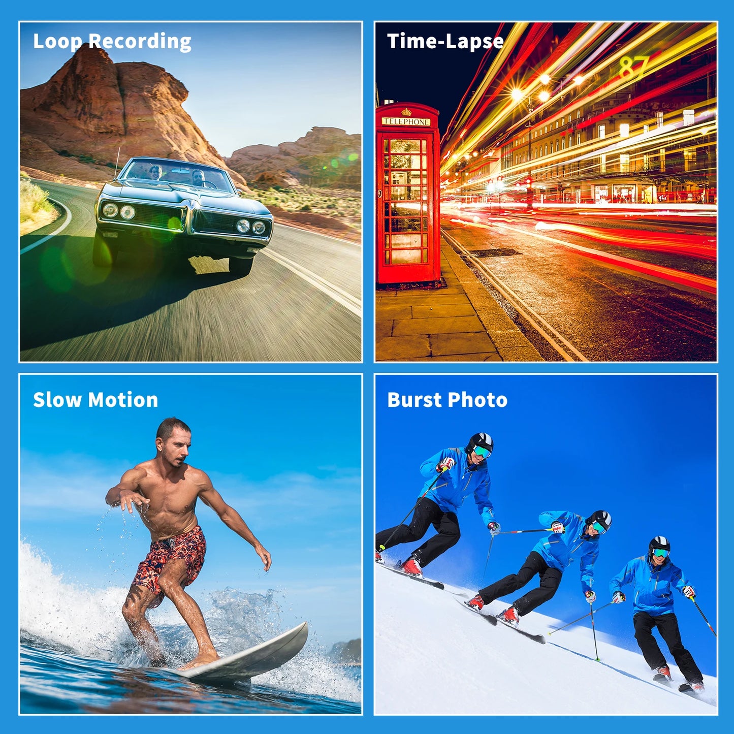 4K Action Camera Ultra HD WiFi 2 Inch Screen 30M Waterproof Sports Video Camera with 3 Batteries