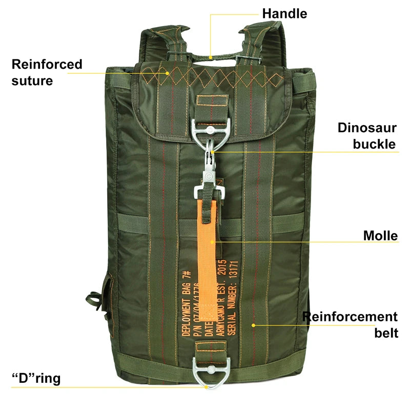 Durable All Purpose Backpack Lightweight Carryall Parachute Bag For Outdoor Hunting Trips Hiking School Adventures