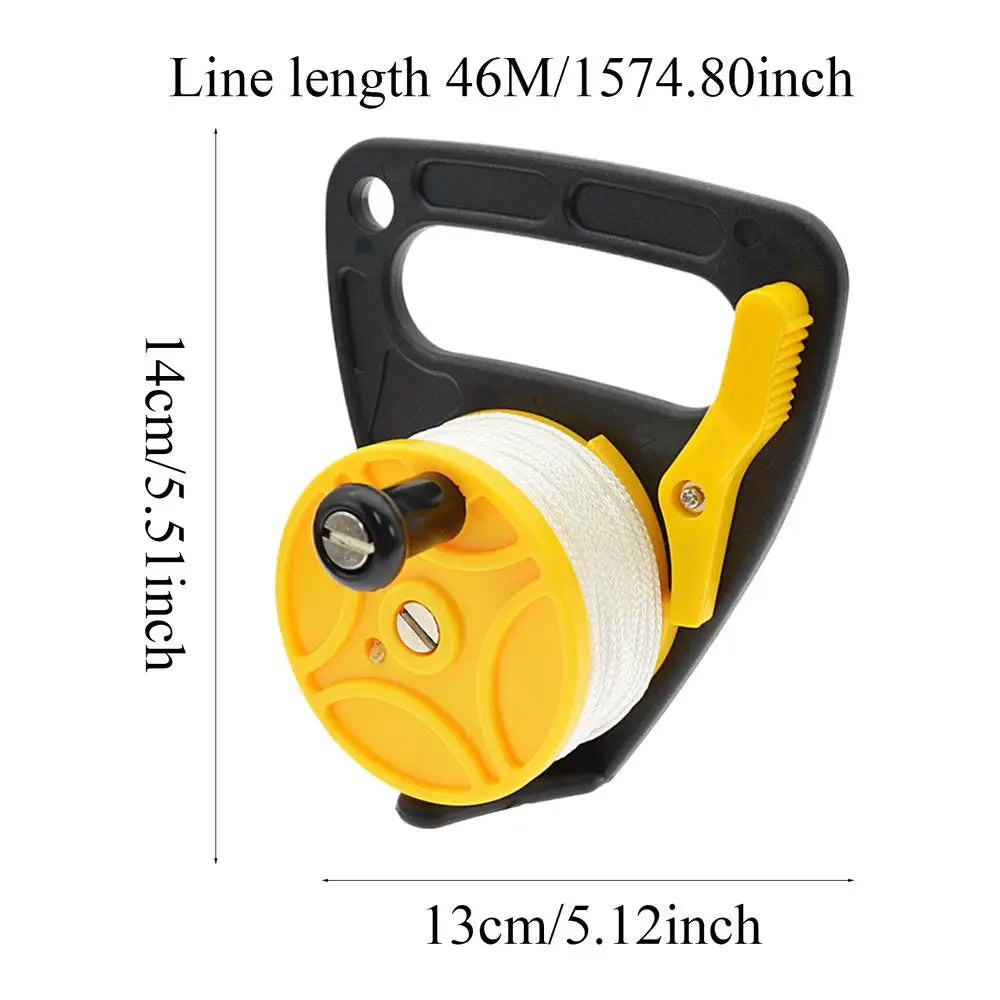 150ft Diving Reel with Thumb Stopper Compact Scuba Dive Reel Kayak Reel High Visibility Retractable Cord