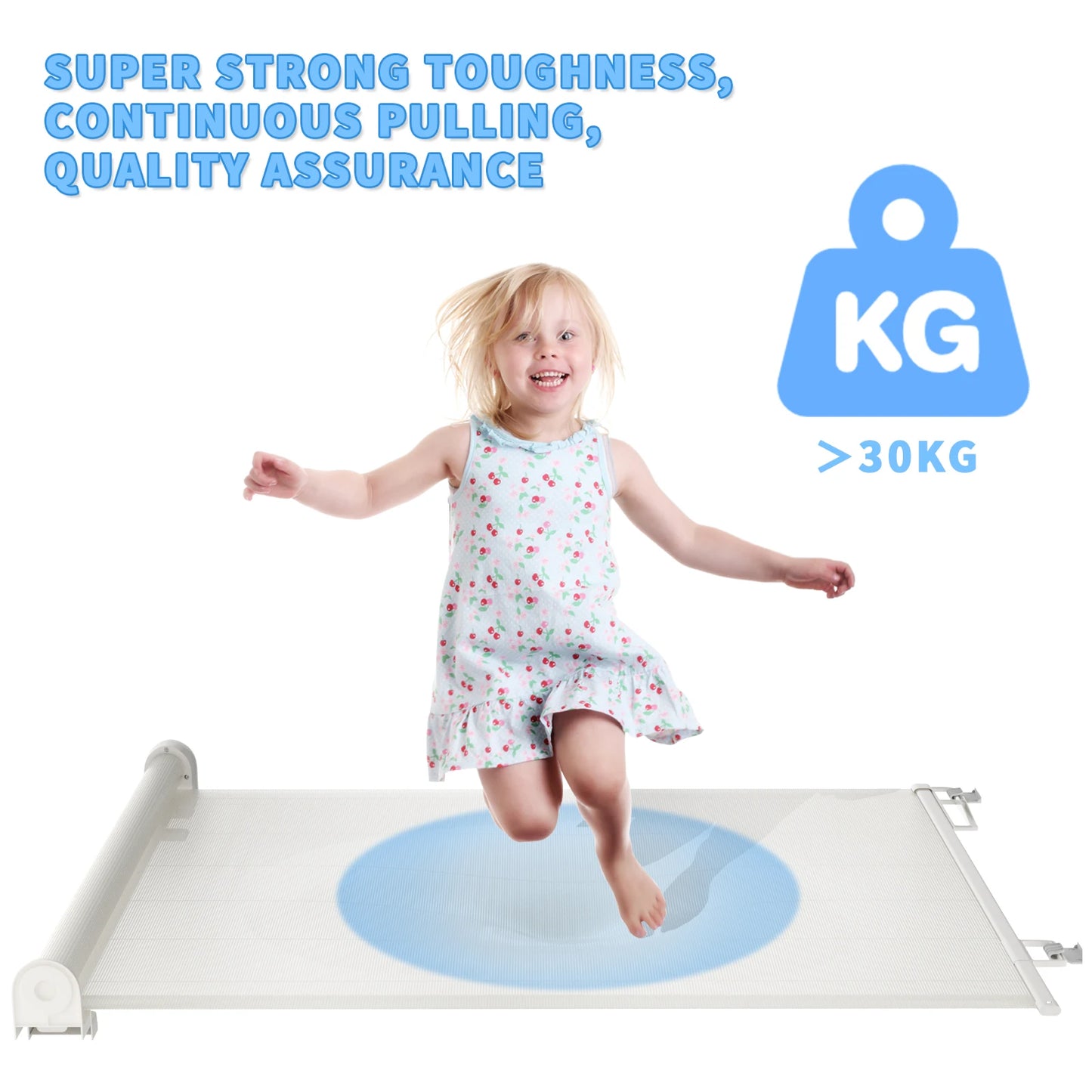 Extra Wide Kids Pets Gate Retractable Dog Gate for Babies and Pets, White Child Baby Gates, One Handed Operation Mesh Safety