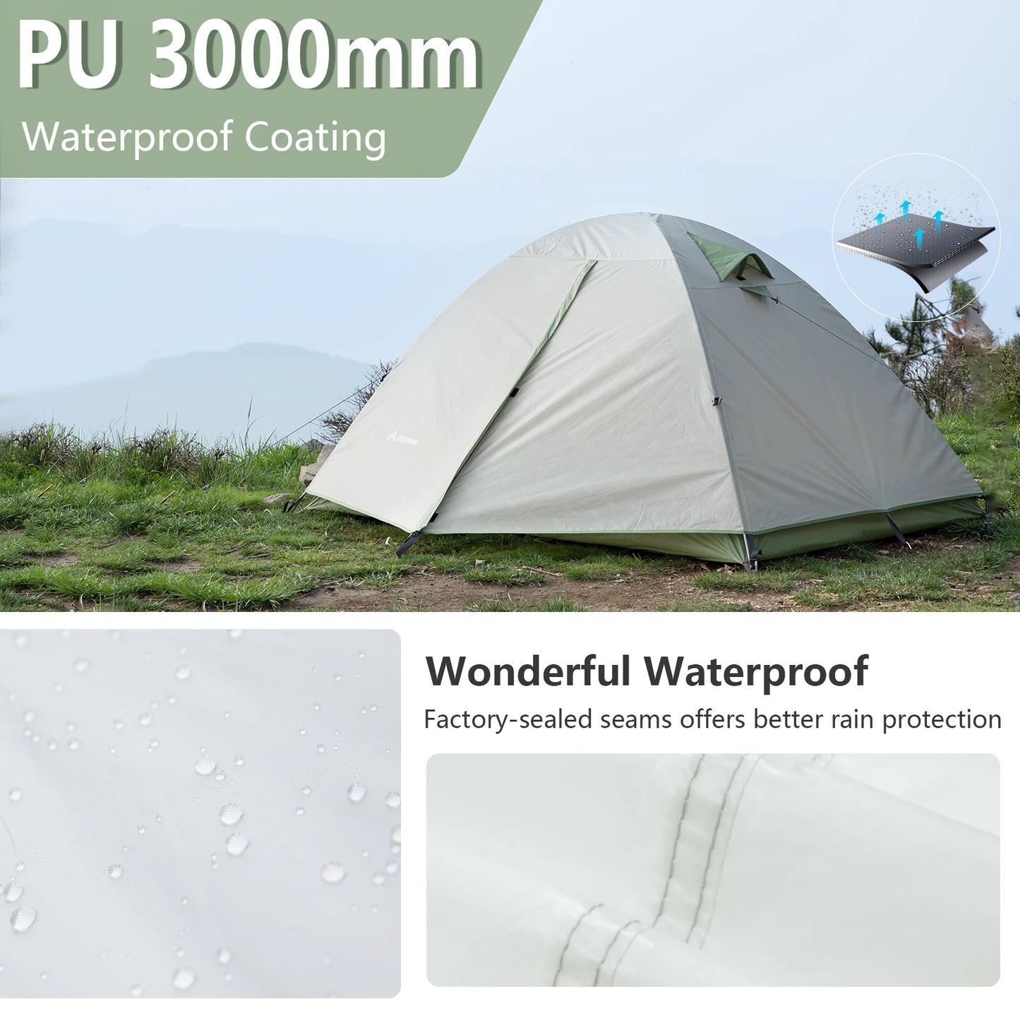 BISINNA Ultralight Camping Tent 2 Person Waterproof Easy Setup