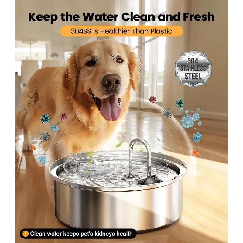 Dog Water Bowl Dispenser 7L Quiet Automatic Stainless Steel BPA Free for Cats