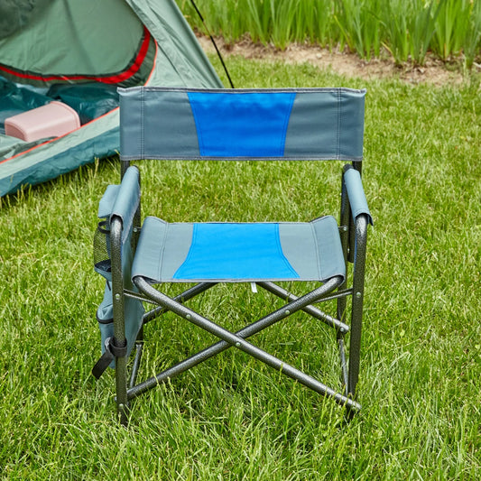 1 Piece Padded Folding Outdoor Chair with Storage Pockets Lightweight Oversized Directors Chair for Indoor Outdoor Camping and Picnics