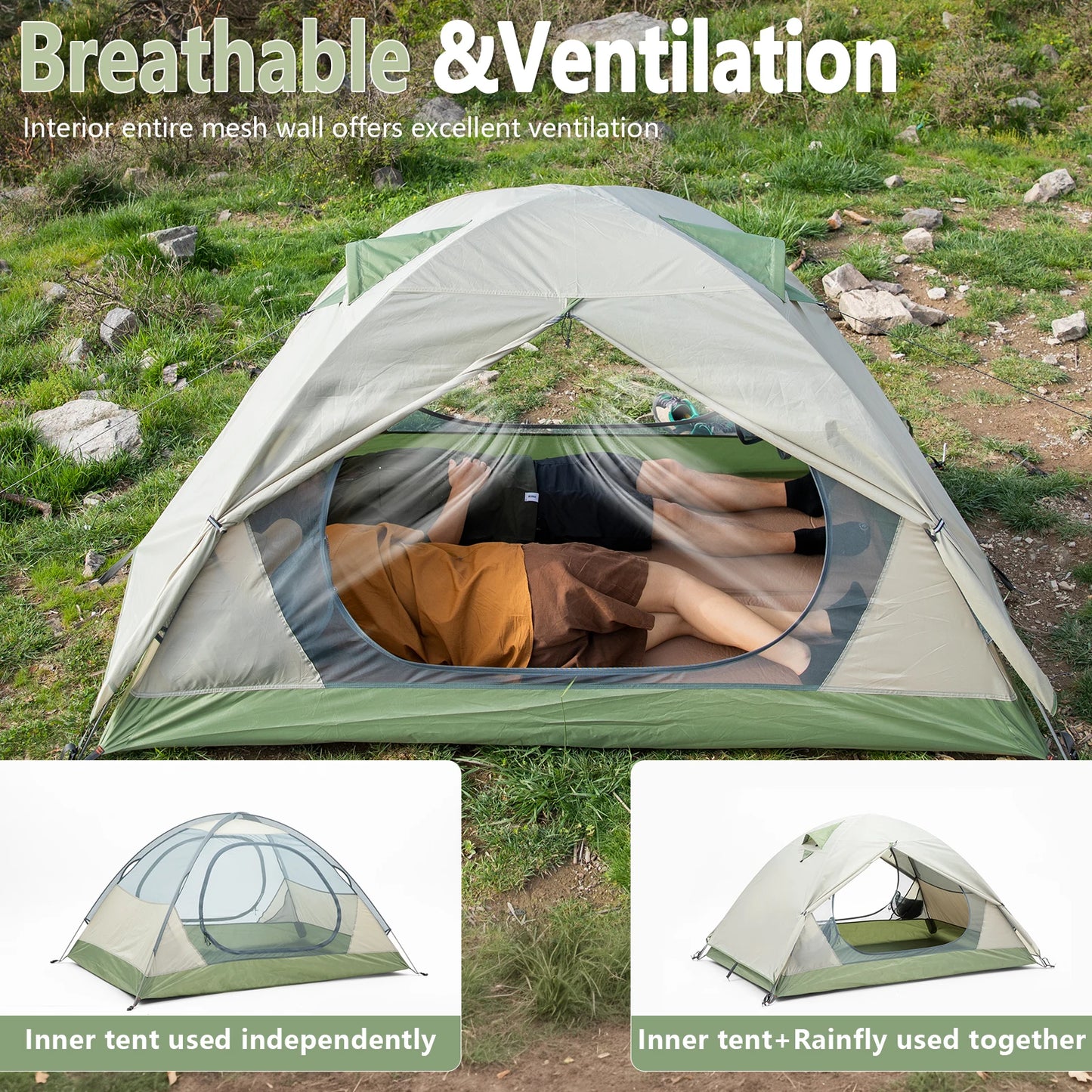 BISINNA Ultralight Camping Tent 2 Person Waterproof Easy Setup