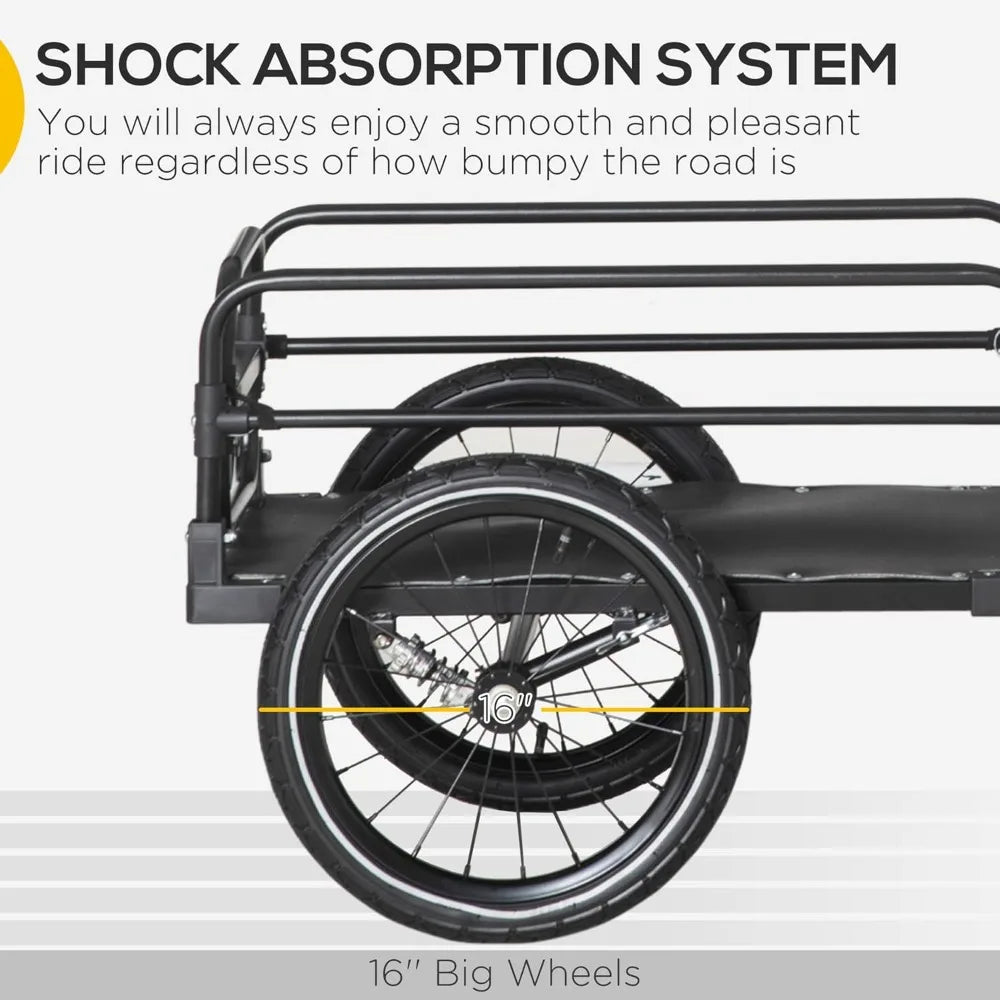 Bike Cargo Trailer Bicycle Wagon with Suspension and Triple Safety Features 16 Inch Wheels 88 Pounds Maximum Load