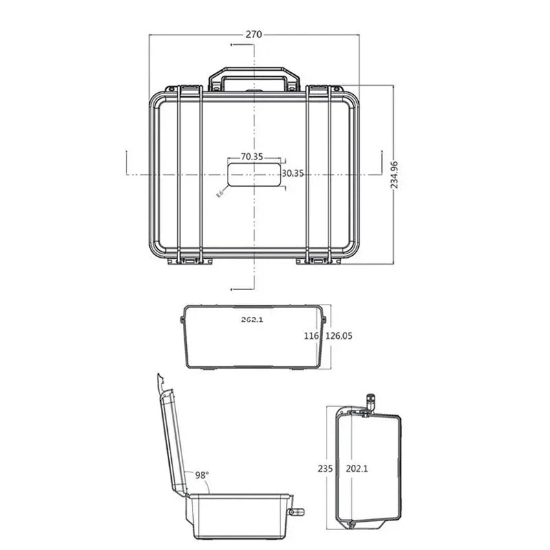 280x240x130mm Toolbox Safety Protector Box Organizer Hardware Storage Tool Case Impact Resistant Equipment Instrument Box Set