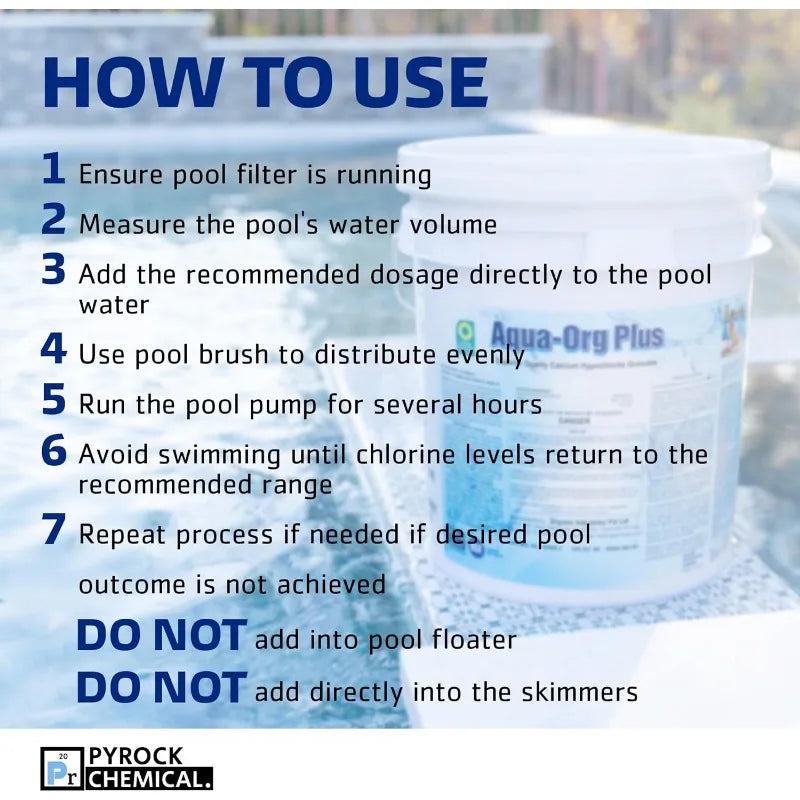 Pool Shock by Aqua Org Plus - 65% Granular Cal Hypo - Swimming Pool Shock for In-Ground, Above Ground, Spas & Hot Tubs - 50