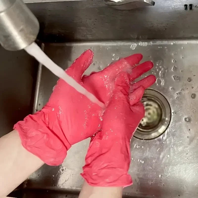 30/50/100PCS Disposable Red Nitrile Gloves Household Cleaning Gloves for Kitchen Beauty Salons Household Pets Dog brush Dog bath