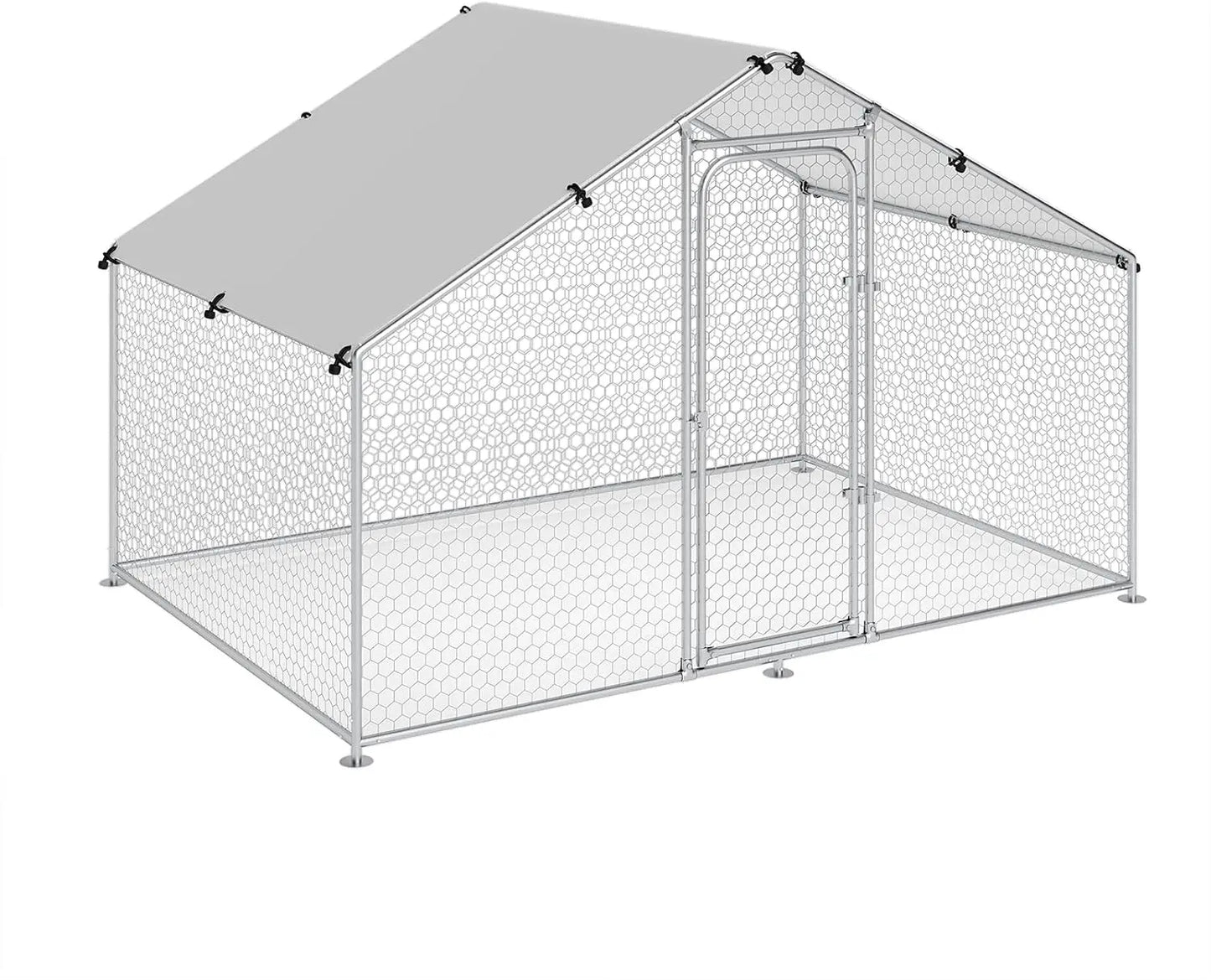 Large Metal Chicken Coop Walk-in Poultry Cage Chicken Run Pen Duck House with Waterproof and Anti-Ultraviolet Cover