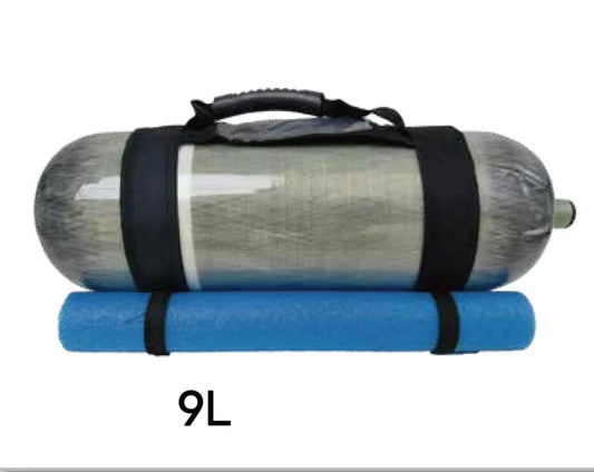 Acecare 4500psi 9L Carbon Fiber Scuba Diving Tank with Bumper and Anti Rolling Carry Strap