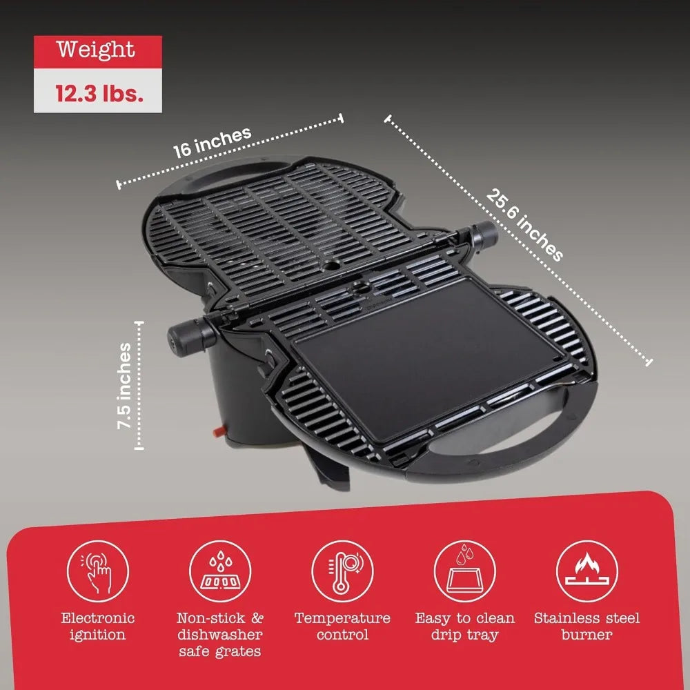 Portable Propane Gas Grill for Camping BBQ Small Lightweight Outdoor Grill Perfect for Tailgating RV Travel and Boats
