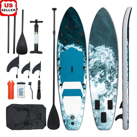 Inflatable Stand Up Paddle Board 11 Feet Complete Kit Fishing Paddleboarding Accessories Non Slip Deck Durable PVC Water Sports
