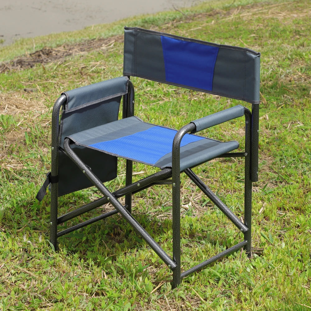 1 Piece Padded Folding Outdoor Chair with Storage Pockets Lightweight Oversized Directors Chair for Indoor Outdoor Camping and Picnics