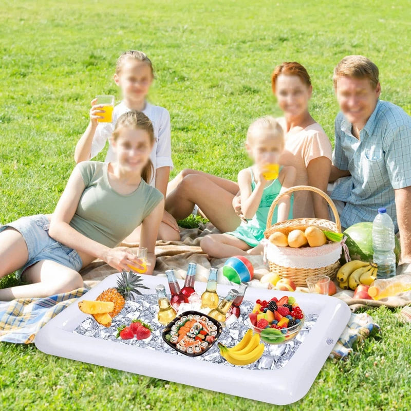 1PCS Swimming Pool Beer Bar Air Floating Row Inflatable Water Sports Table Summer Beach Food Drink Tray Party Bucket Cup Holder