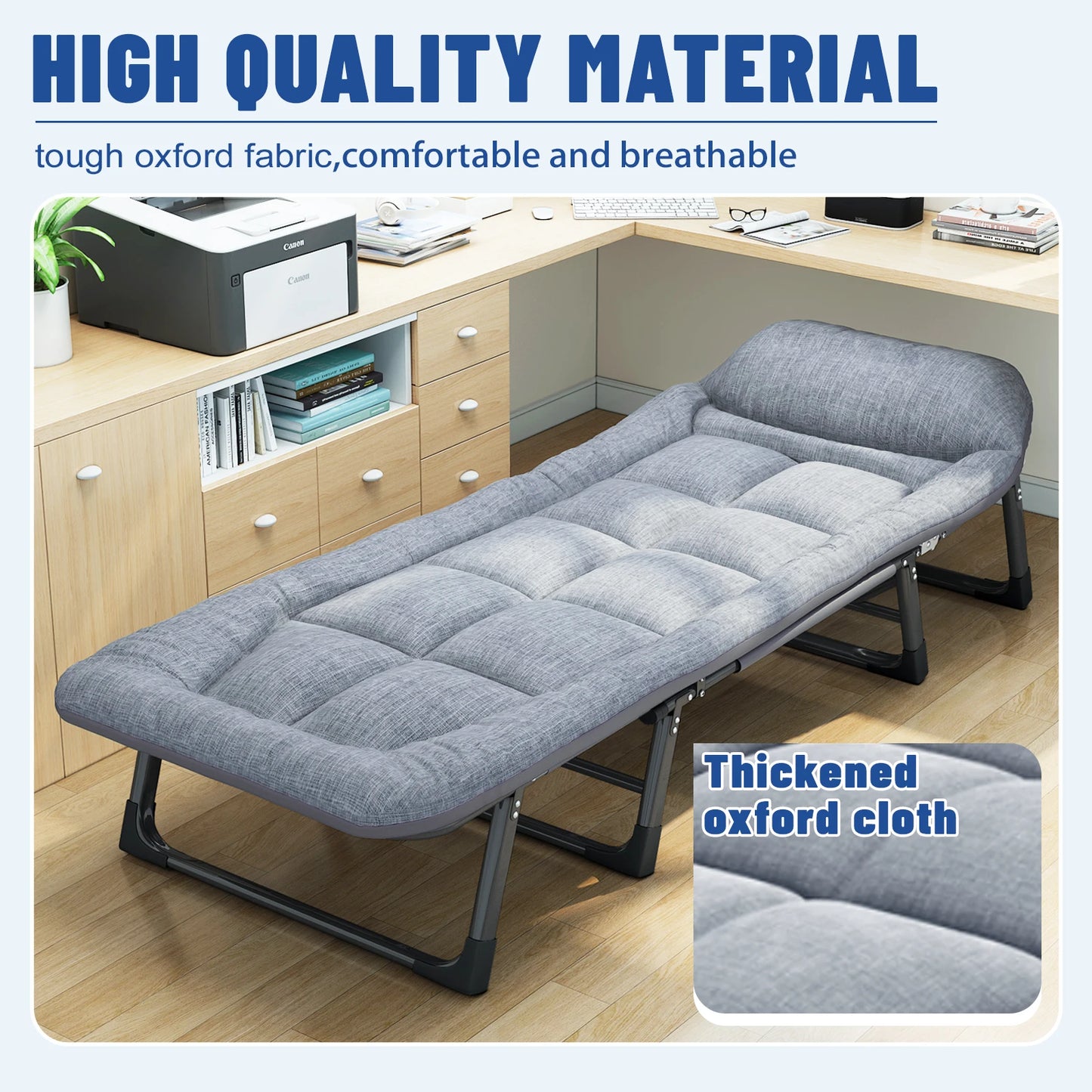 Sleeping Cots for Adults 6 Positions Portable Foldable Bed with Mattress and Pillow Heavy Duty Sturdy Frame for Camping and Home Use