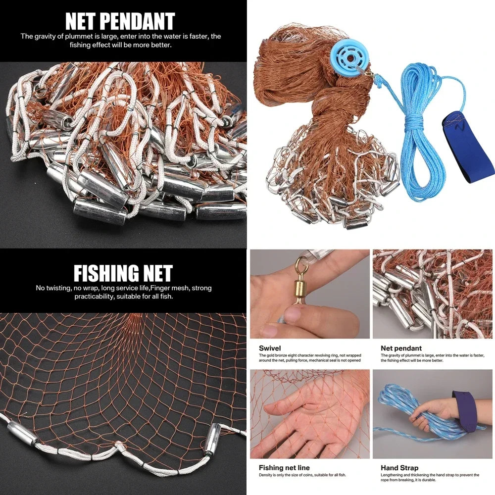 Cast Net Fishing Net with Sinker and Without Sinker USA Hand Throw Tool Outdoor Gill Net