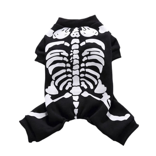 Skeleton Dog Costume for Halloween Pet Apparel for Puppies and Small Medium Dogs and Cats Holiday Party Dress Up Clothes