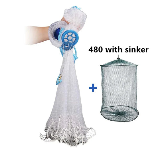 Cast Net Fishing Net with Sinker and Without Sinker USA Hand Throw Tool Outdoor Gill Net