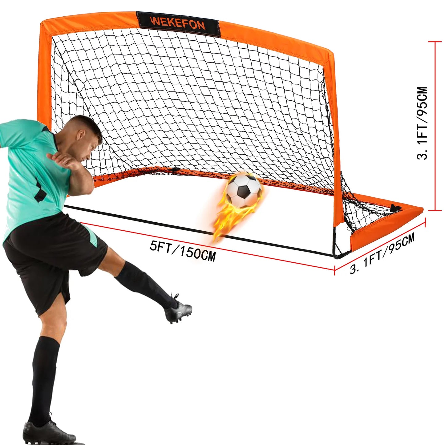 Soccer Goal 5 Feet x 3.1 Feet Portable Soccer Net with Carry Bag for Backyard Games and Training for Adults Youth Kids Soccer Practice