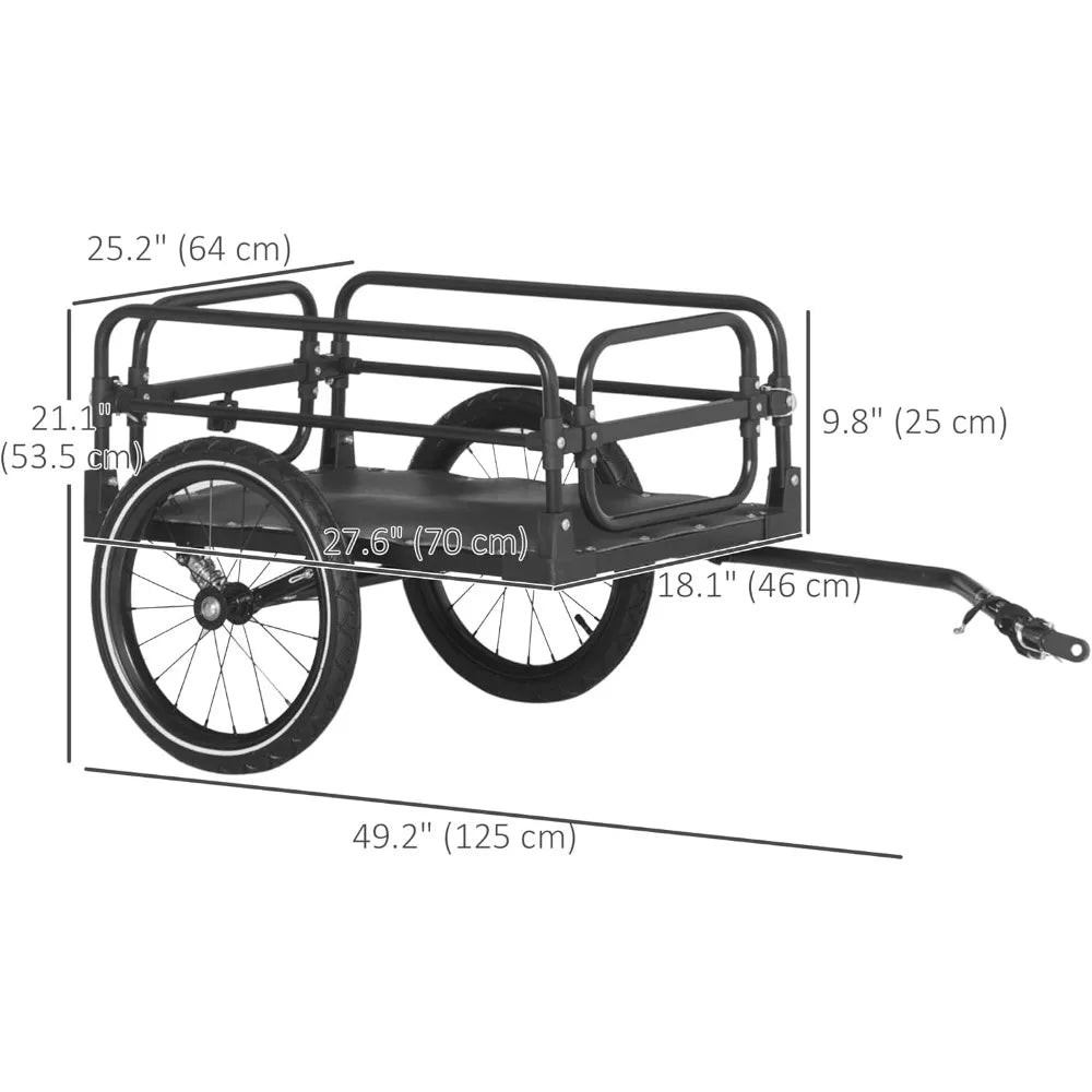 Bike Cargo Trailer Bicycle Wagon with Suspension and Triple Safety Features 16 Inch Wheels 88 Pounds Maximum Load
