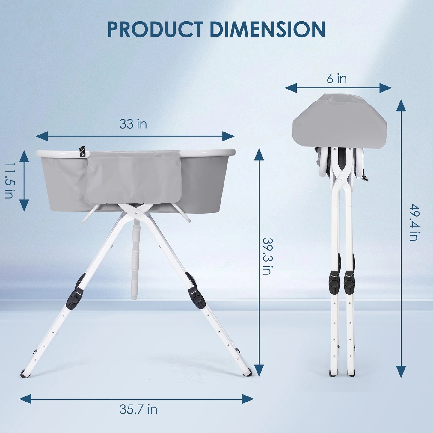 Portable Elevated Dog Bathtub Foldable Bathing Shower Tub for Small to Medium Dogs