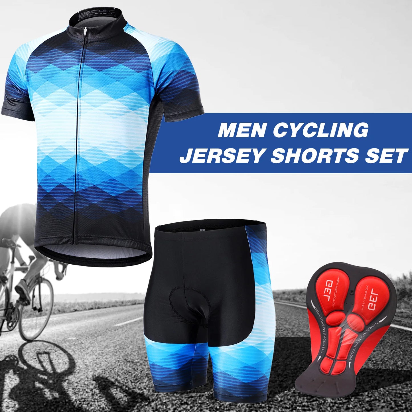 Lixada Men Cycle Jersey Breathable Short Sleeve Bike Shirt and Padded Shorts MTB Clothing Suit