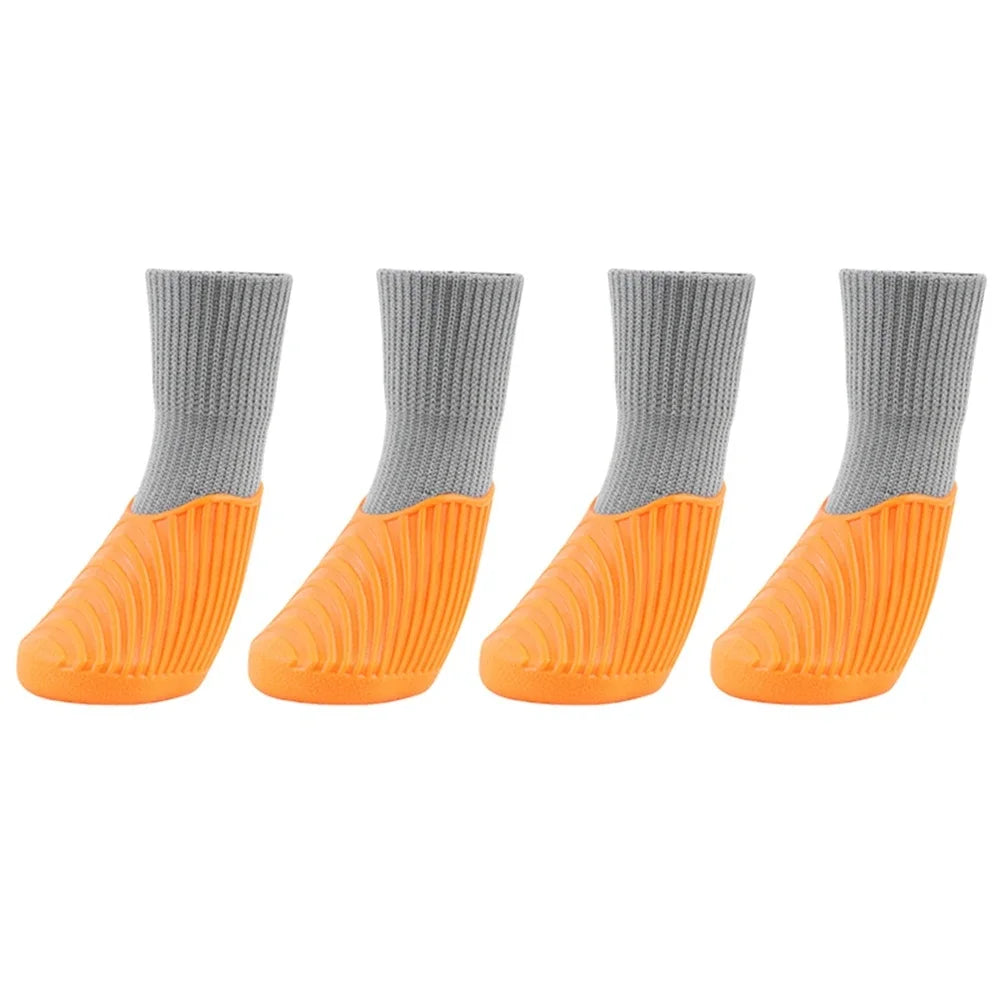 4 Pieces Set Dog Rain Shoes Anti Slip Sole Waterproof Cat Shoe Rubber Boots Outdoor Footwear Socks Dog Foot Cover Protectors