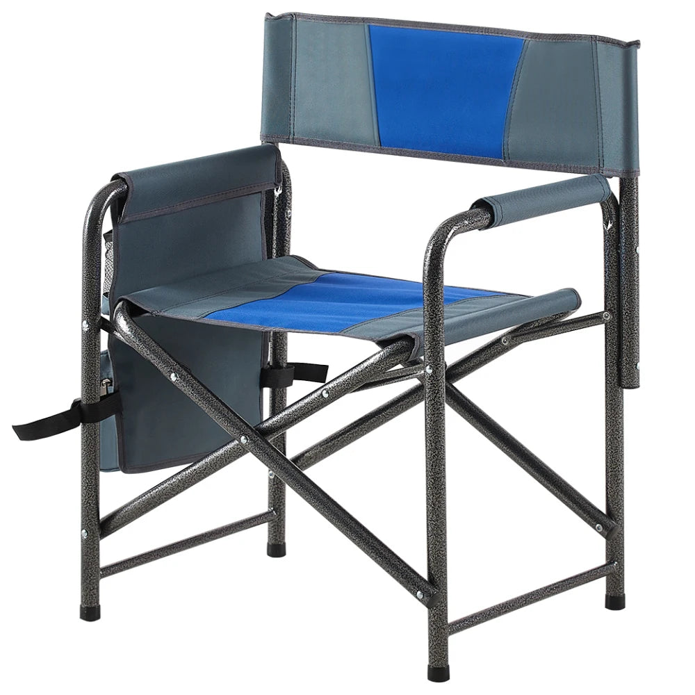 1 Piece Padded Folding Outdoor Chair with Storage Pockets Lightweight Oversized Directors Chair for Indoor Outdoor Camping and Picnics