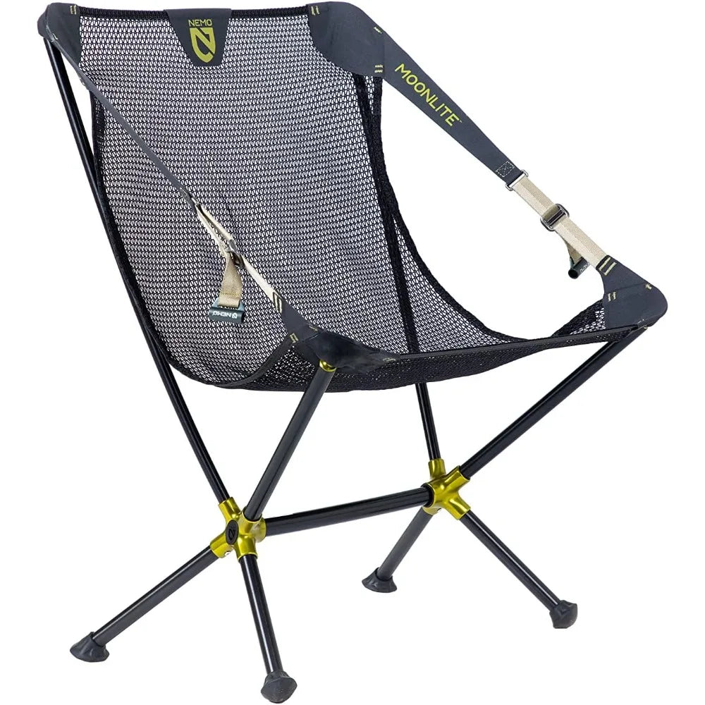 Reclining Camp Chair Portable Backpacking and Camping Chair Adjustable Foldable One Size Black Pearl