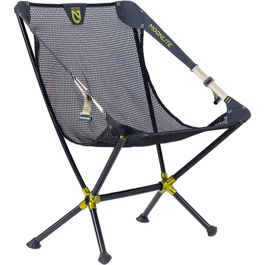 Reclining Camp Chair Portable Backpacking and Camping Chair Adjustable Foldable One Size Black Pearl