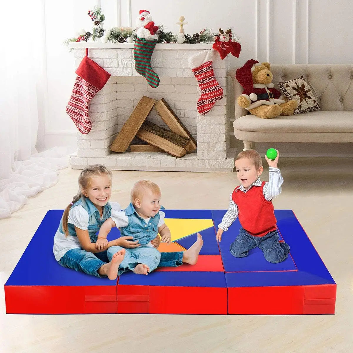 4 in 1 Unique Shapes Convertible Climb and Crawl Foam Set for Climbing Crawling Sliding 8 Piece Colorful PU Activity Play Soft