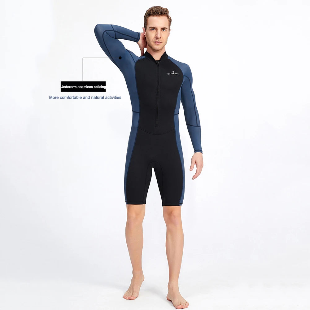Neoprene Diving Suit with Zipper Mens Snorkeling Surfing Swimsuit Elastic Anti-scratch Cold Proof  Water Sports Equipment
