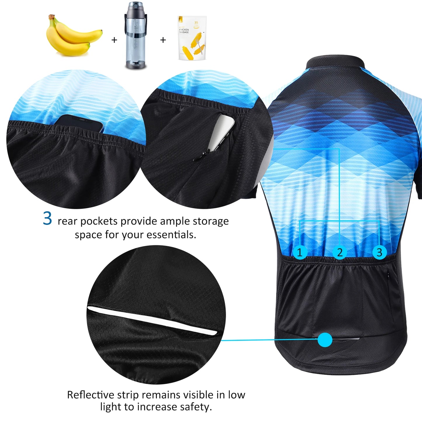 Lixada Men Cycle Jersey Breathable Short Sleeve Bike Shirt and Padded Shorts MTB Clothing Suit