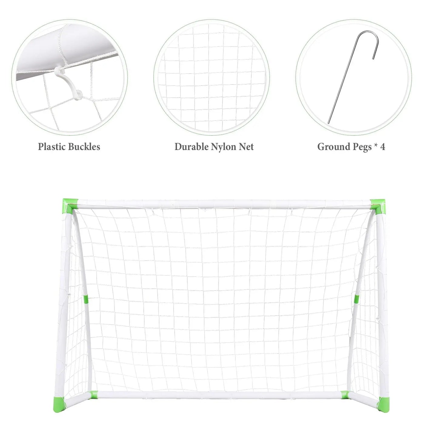 6x4 Feet Soccer Goal Training Set with Net Buckles and Ground Nails Ideal for Football Practice