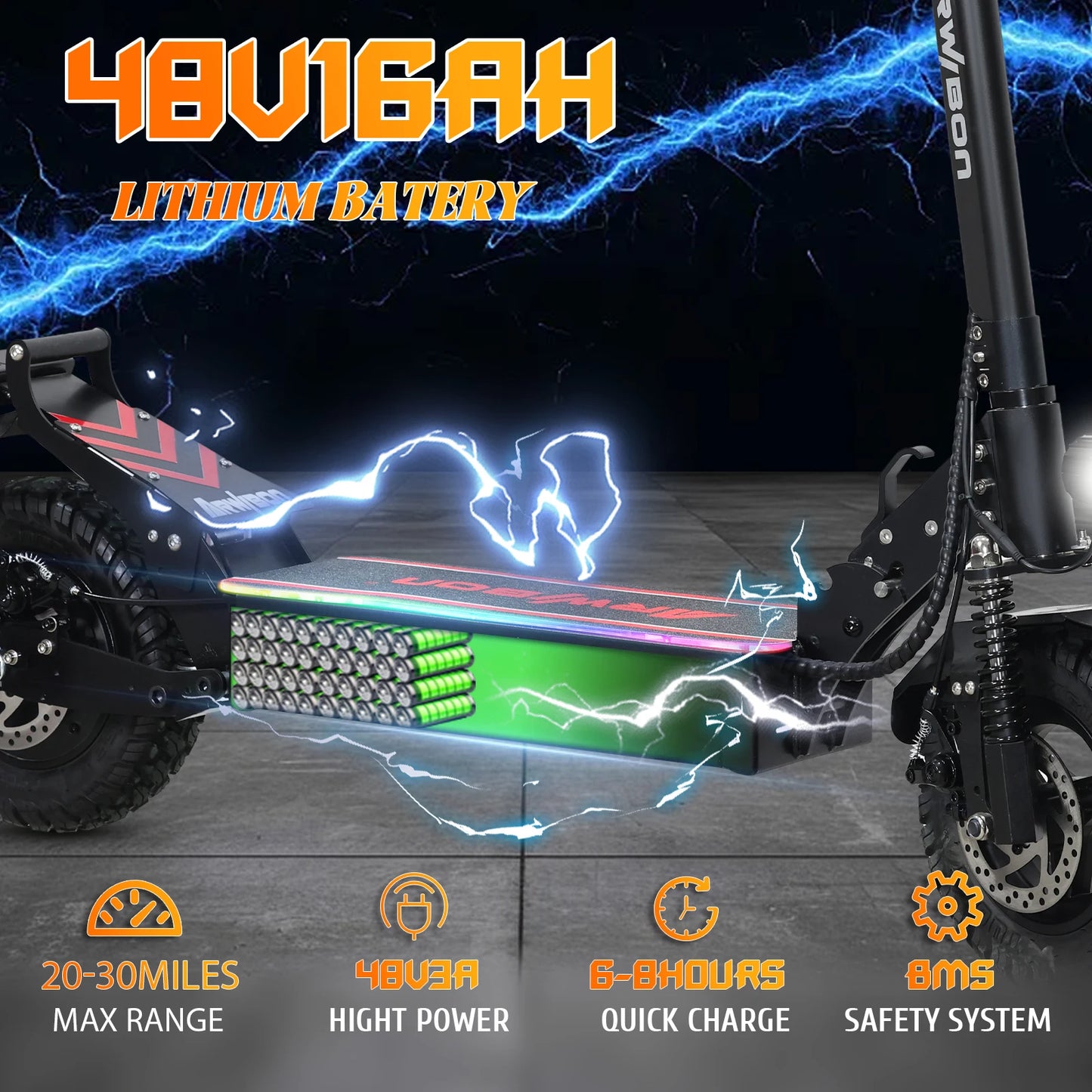 Arwibon Q30 Adult Electric Scooter 2500W Motor Top Speed 30MPH 48V 16AH 11 Inch Off Road Tires Sport Commuter Folding EScooter