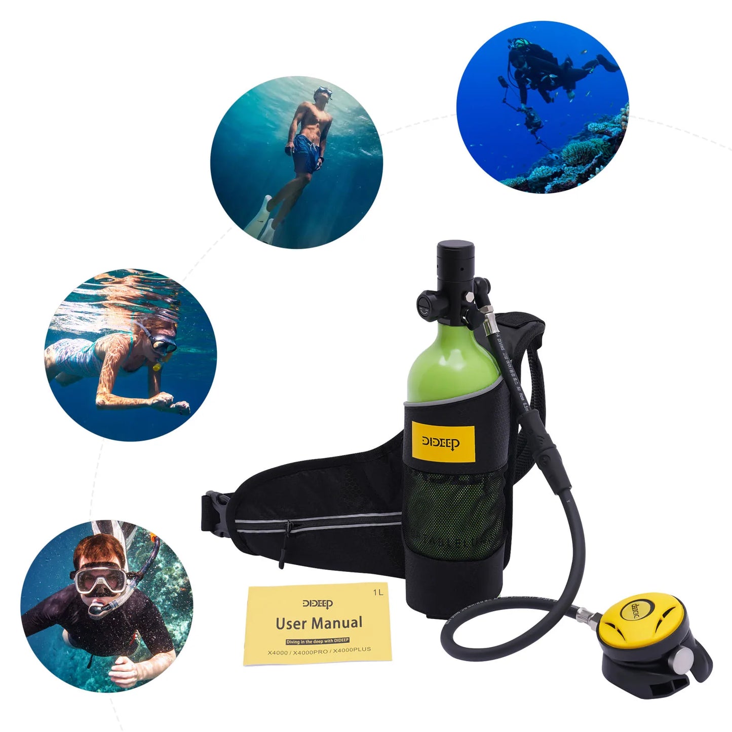 Mini Scuba Tank Refillable Oxygen Cylinder 1L Capacity Diving