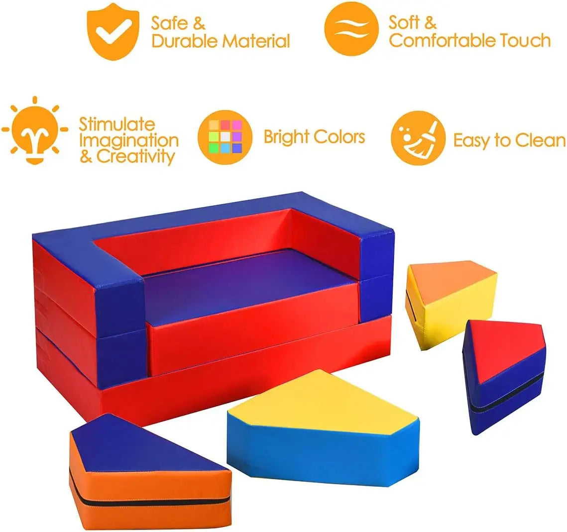 4 in 1 Unique Shapes Convertible Climb and Crawl Foam Set for Climbing Crawling Sliding 8 Piece Colorful PU Activity Play Soft