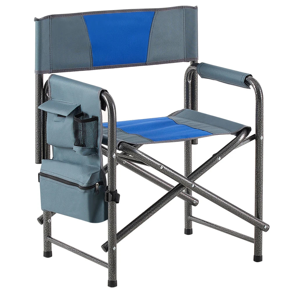 1 Piece Padded Folding Outdoor Chair with Storage Pockets Lightweight Oversized Directors Chair for Indoor Outdoor Camping and Picnics