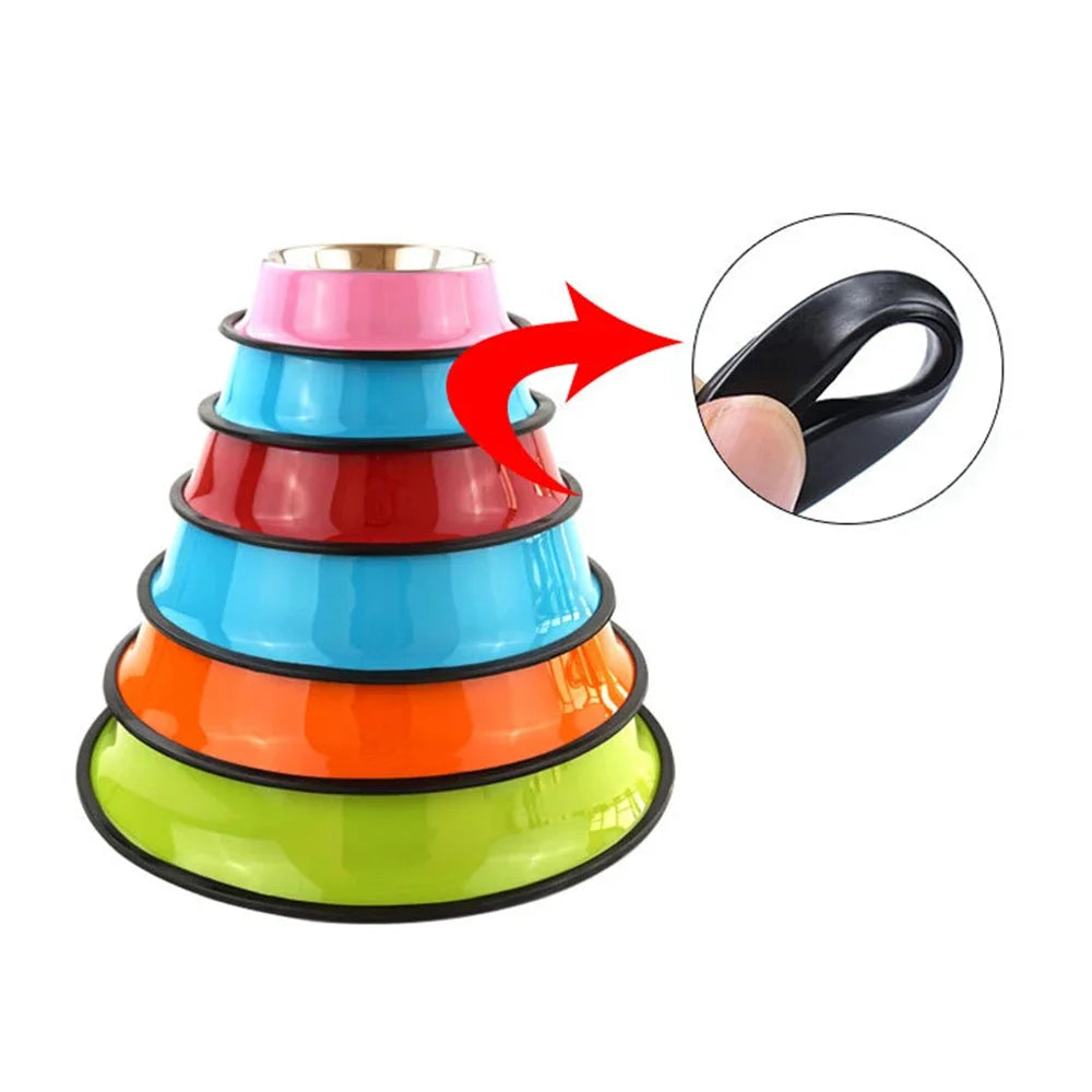 New Pet Dog Stainless Steel Bowls for Puppies and Cats Food and Water Dish Feeder Travel Non-slip Feeding Dishes Pet Supplies