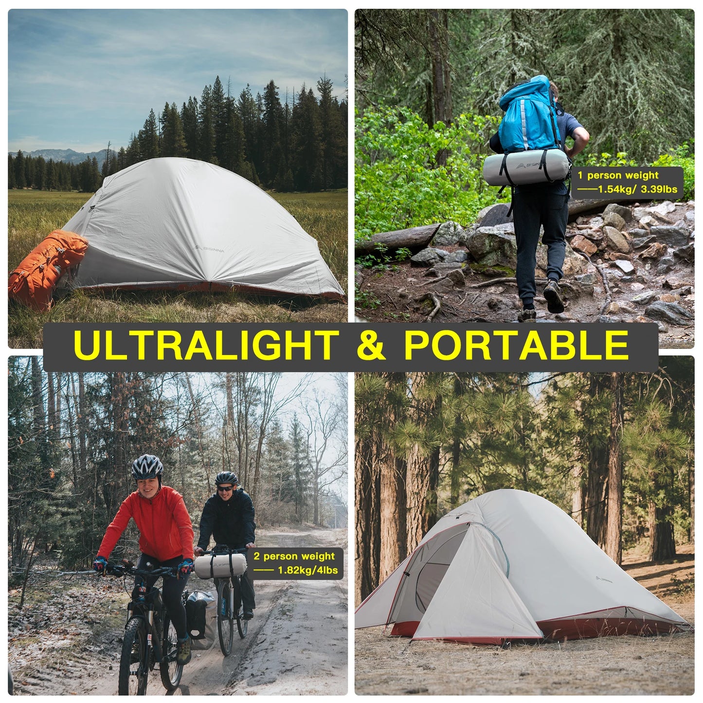 BISINNA Ultralight Camping Tent 20D Nylon Waterproof Tent