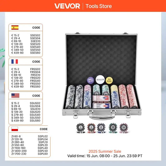 SucceBuy 500 Piece Poker Chip Set Complete Poker Playing Game Set with Aluminum Carrying Case for Texas Hold Em and Blackjack