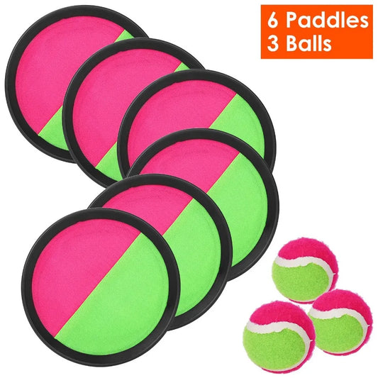 3 Sets Toss and Catch Ball Paddle Outdoor Game for Beach and Backyard Fun