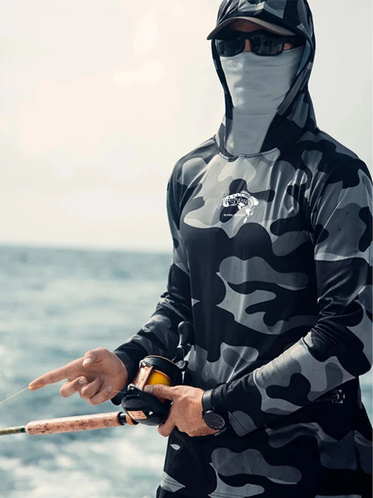 Fishing Hoodie Sailing Shirt Men Long Sleeve Sun Protection Gear