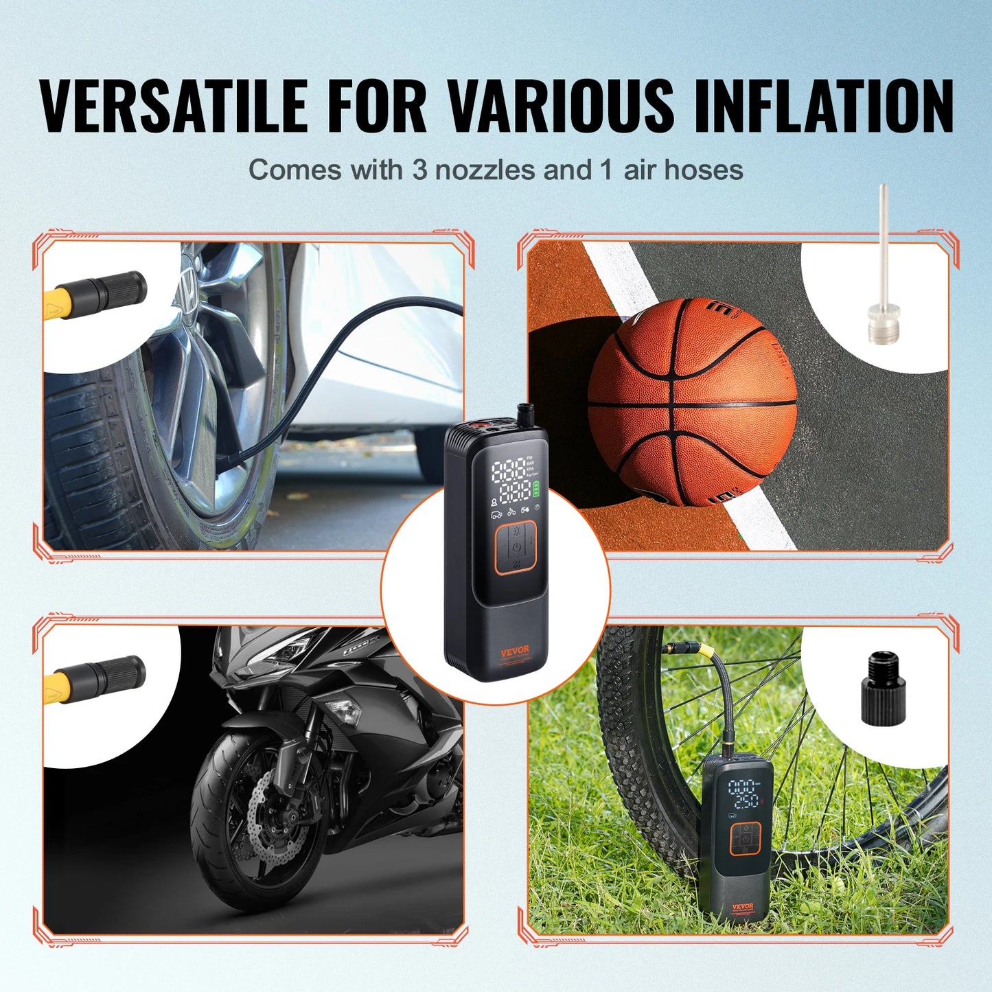 VEVOR Tire Inflator Portable Air Compressor 150 PSI Rechargeable
