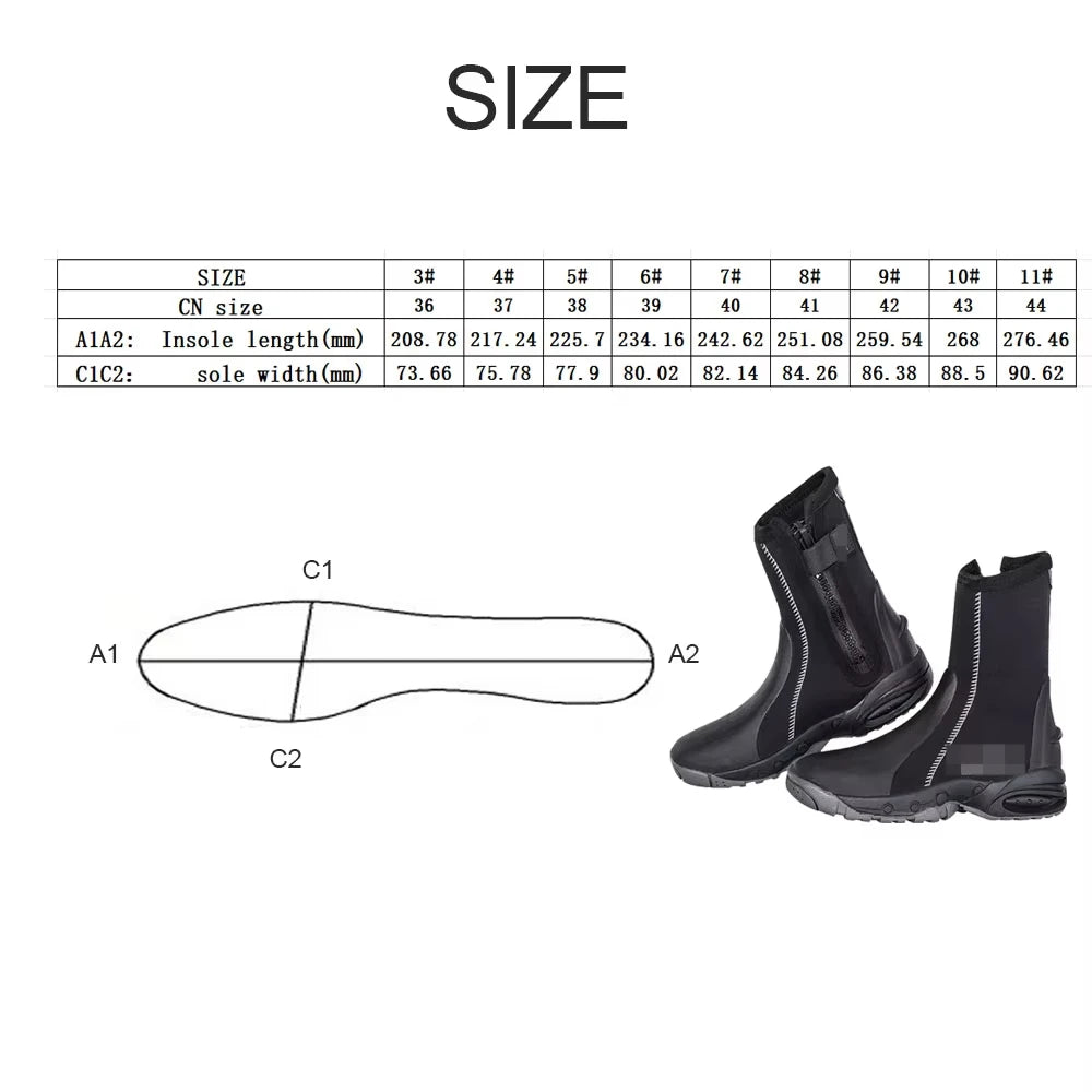 5mm Neoprene Dive Boots Wetsuit Side Zipper Men Women Snorkeling Scuba Diving Shoes Boots Water Sports Accessories Wet suit Kite