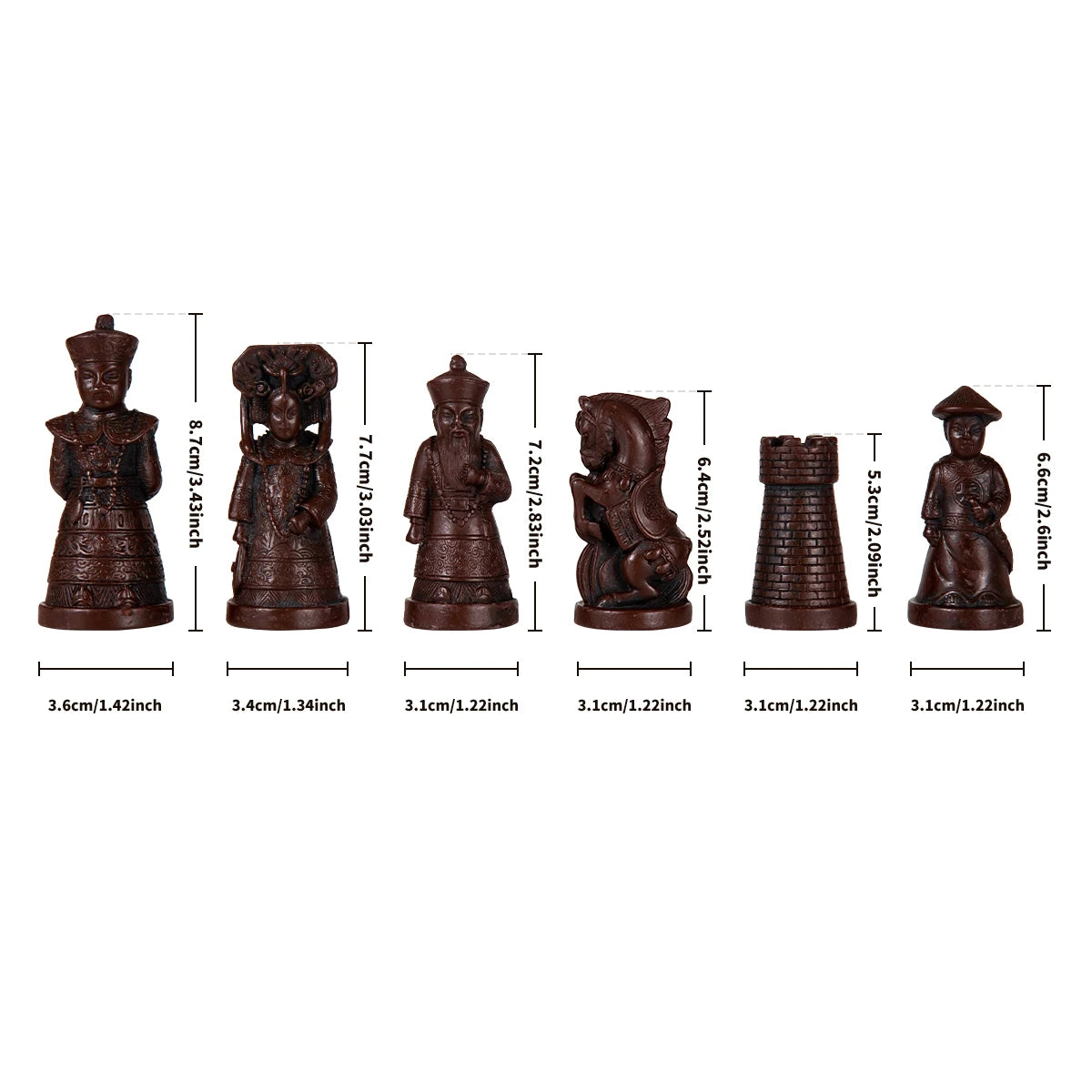 New Big Vintage 3D Qing Army Chess Set with Leather Chessboard and Gypsum Resin Game Pieces Box 40x19cm