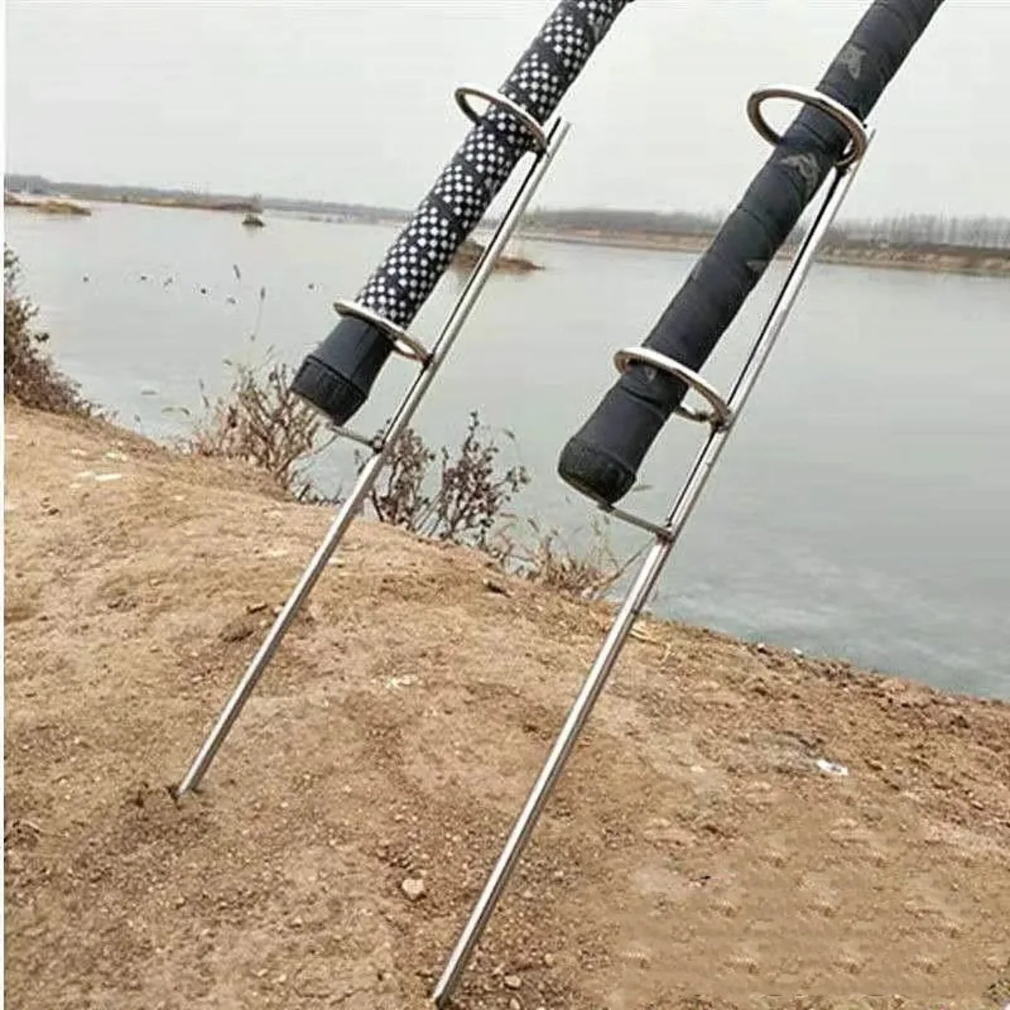 30 to 40cm Double Rings Single Fork Fishing Rod Holder for Bank Fishing Ground Bracket Fishing Tools Outdoor