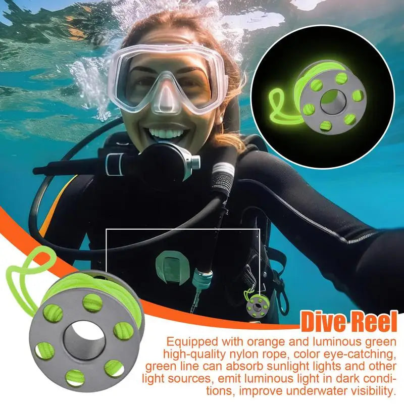 Dive Reel Scuba Durable Mini Spool Reel 2m Aluminum Alloy Finger Reel for Underwater Diving and Snorkeling