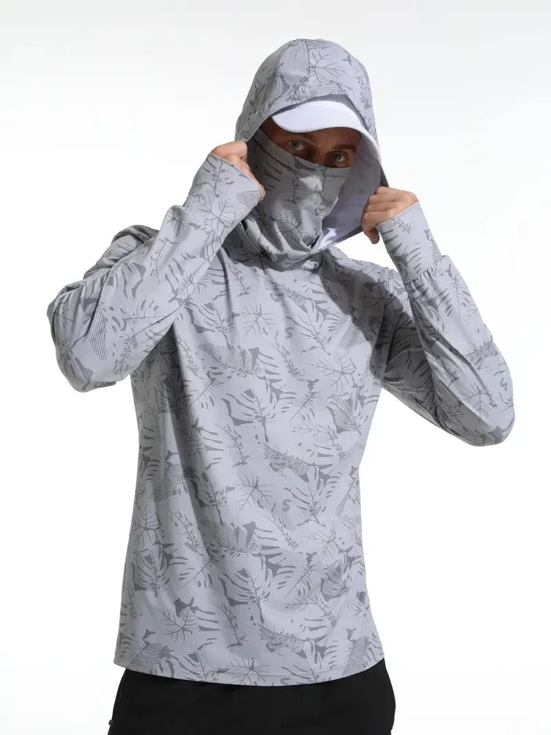 Fishing Shirt Hooded Men Fishing Clothes Outdoor Summer Mask Hoodie